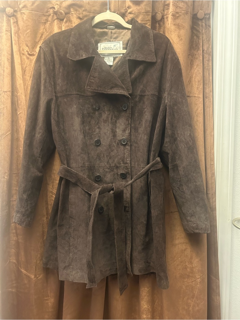Vintage Modern Essentials Suede Belted Trench Coat